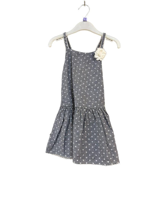 Preloved Osh Kosh - Blue Chambray Polka Dot Sun Dress (3-4y)