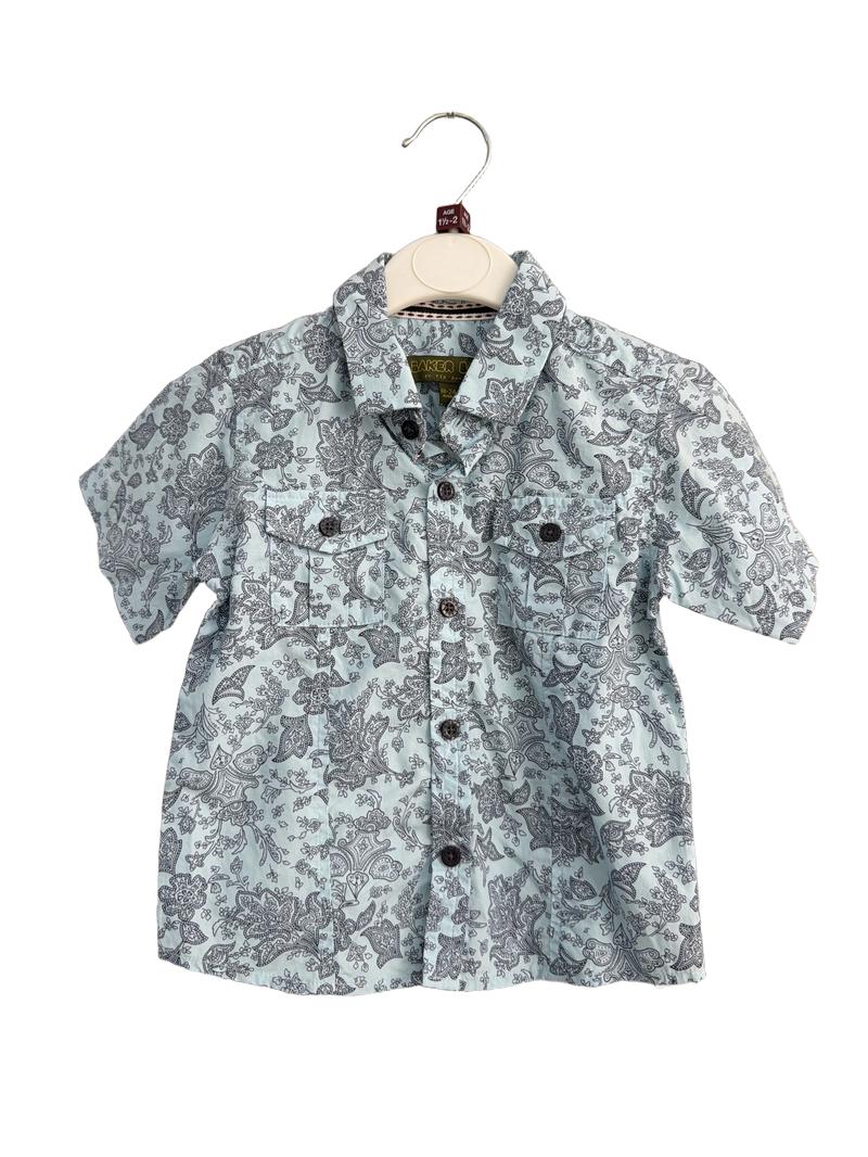 Preloved Baker Baby - Blue Paisley Short-sleeved Button Down Collared Shirt (18-24m)