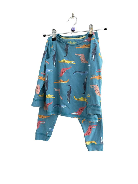 Preloved Marks & Spencer - Turquoise Crocodile Long-sleeved Pyjama Set (3-4y)