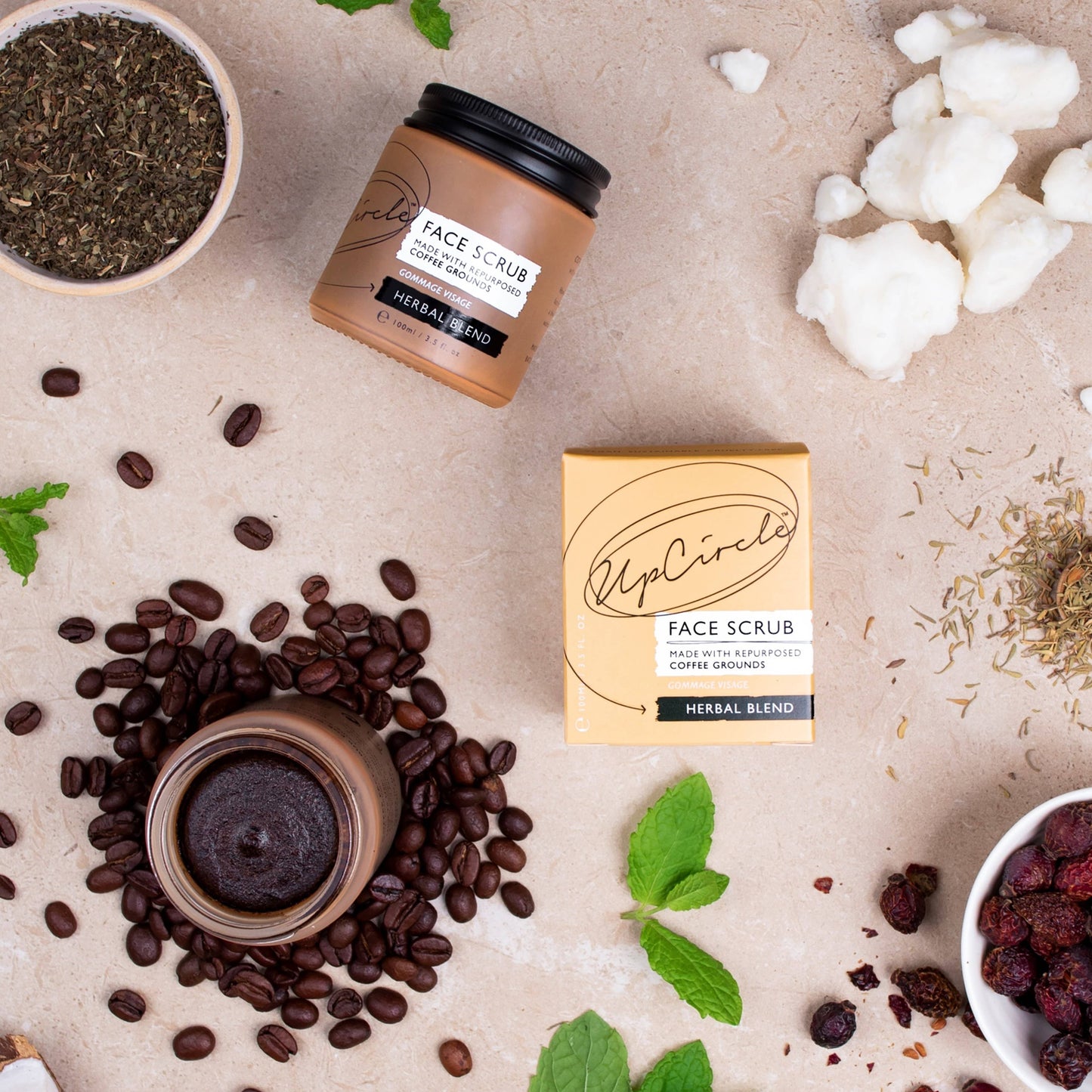 Face Scrub with Coffee + Rosehip [Herbal] Vegan Exfoliator