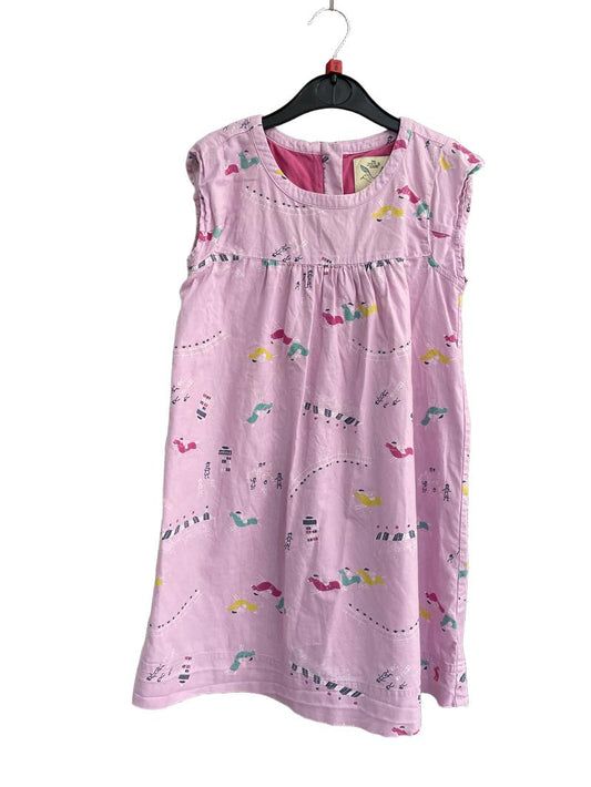 Preloved Joules - Pink Horse Race Short-sleeved Dress (8-9y)