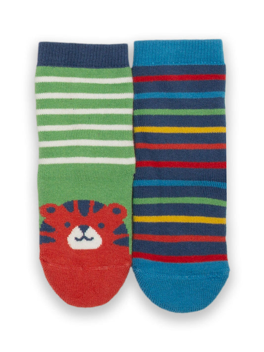 Kite Tiger Face Grippy Socks Fern