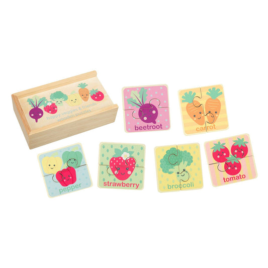 Happy Wooden Veggies & Friends Puzzle set