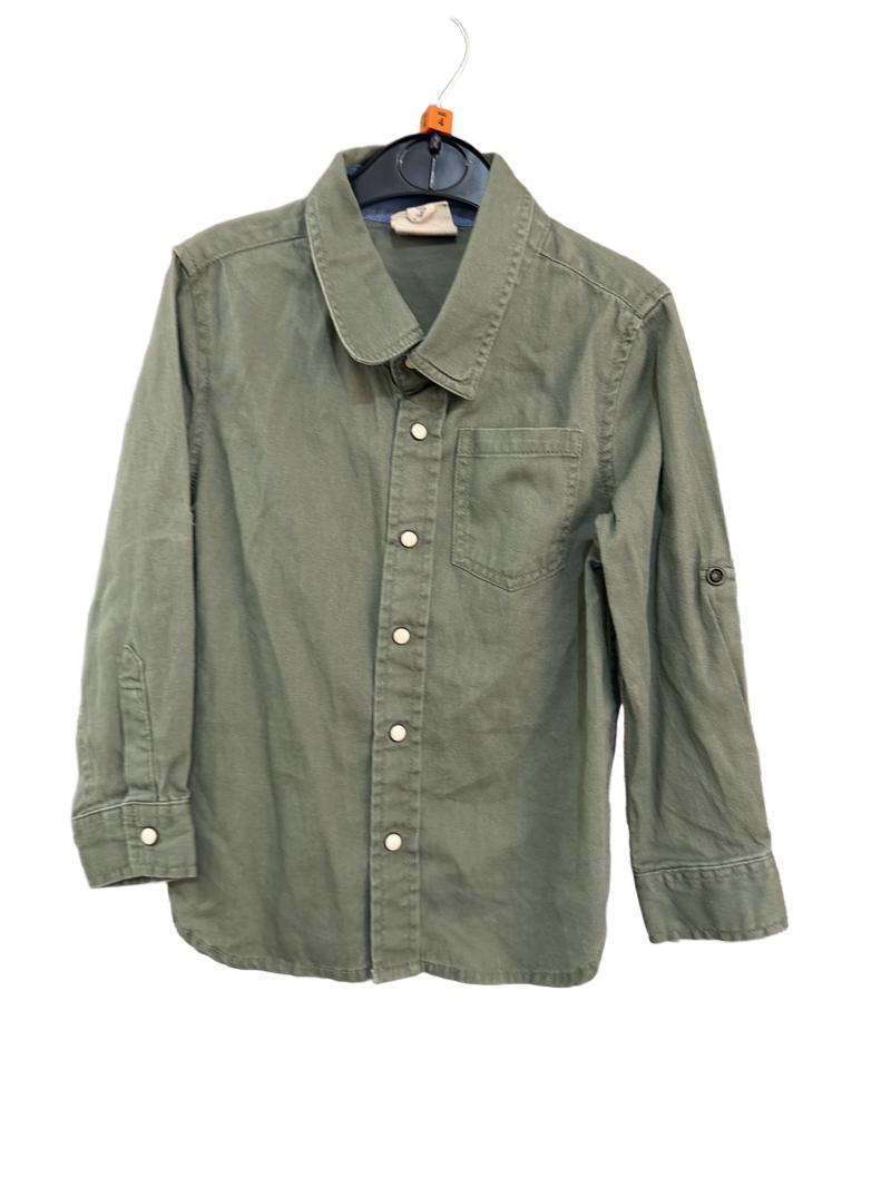 Preloved Cotton On Kids - Green Shirt With Adjustable Sleeve Length. (4-5y)