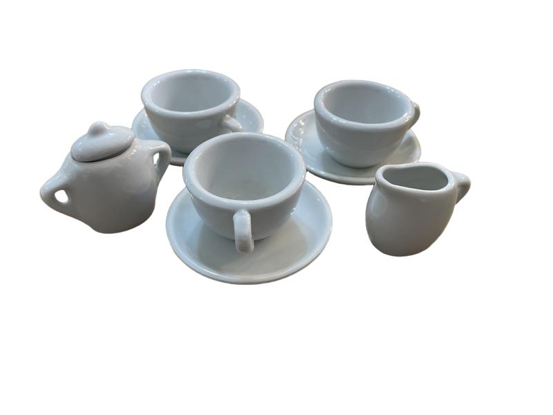 Preloved Toys - White Porcelain Mini Tea Set For 3 - Unknown Brand