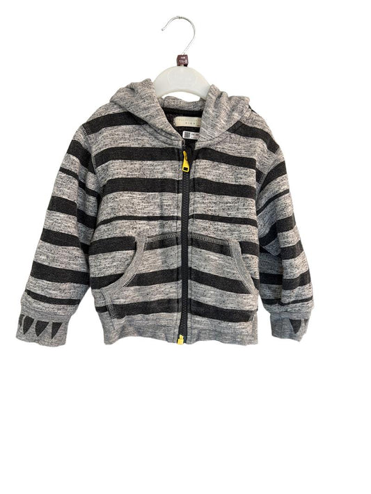 Preloved Stella McCartney - Gray Striped Fleece-lined Zip Hoodie (18-24m)