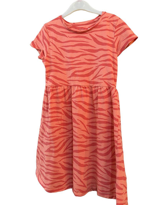 Preloved John Lewis - Red Zebra Stripe Short-sleeved Skater Dress (8-9y)
