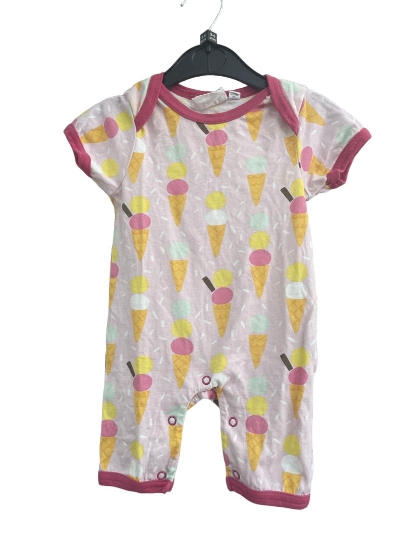 Preloved Toby Tiger - Pink Ice Cream Print Romper (3-6m)