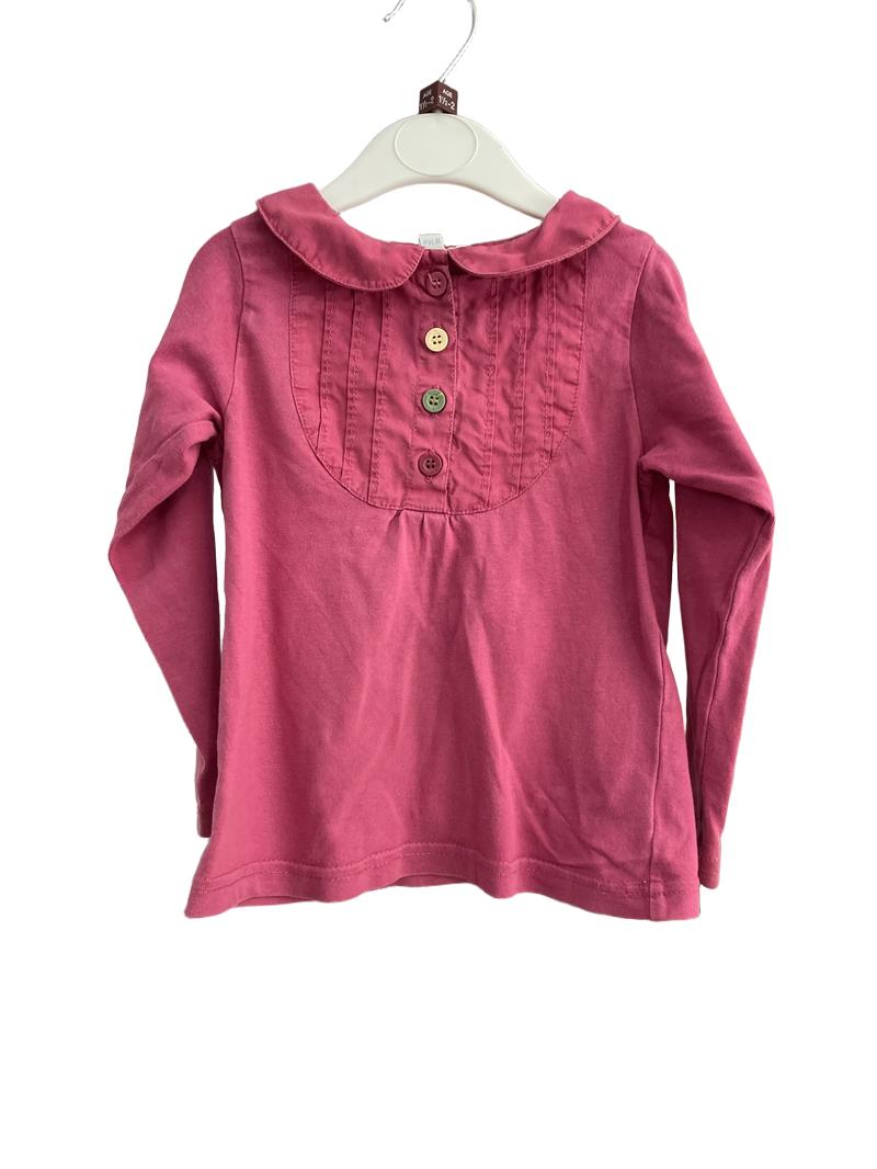 Preloved Jojo Maman Bebe - Pink Peter Pan Collar Long-sleeved Shirt (18-24m)