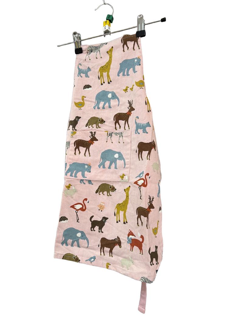 Preloved Ruier Home - Pink Animal Print Cooking Apron (5-6y, 6-7y, 7-8y, 8-9y, 9-10y)