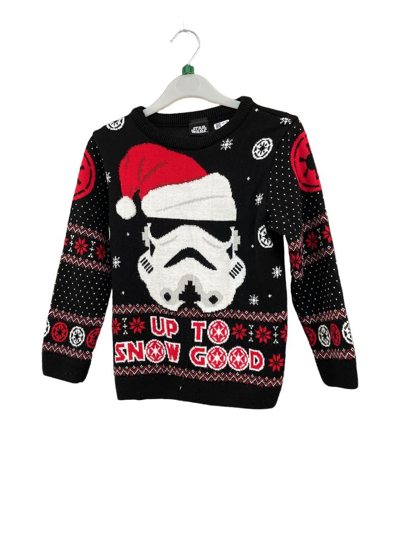 Preloved Pop Gear - Black Star Wars Storm Trooper Christmas Jumper (5-6y)