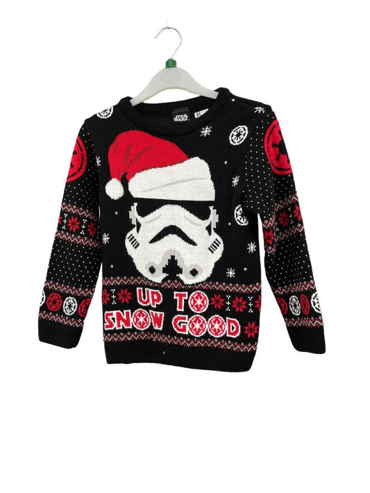 Preloved Pop Gear - Black Star Wars Storm Trooper Christmas Jumper (5-6y)