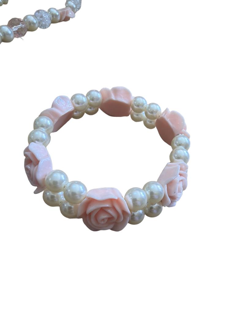 Preloved Unknown Brand - Pink Flower Pearl Bracelet