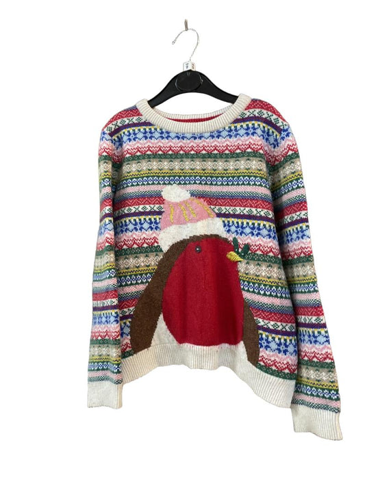 Preloved Mini Boden - Multi Colour Fair Isle Stripe Robin Winter Jumper, Wool Mix (9-10y)