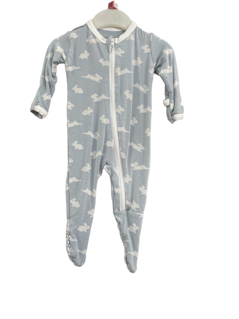 Preloved KicKee - Light Blue Sleepsuit With Bunnies. (Newborn)