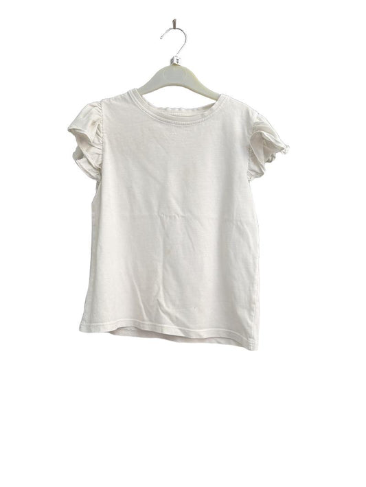 Preloved John Lewis - White Frill Sleeve T-shirt (8-9y)