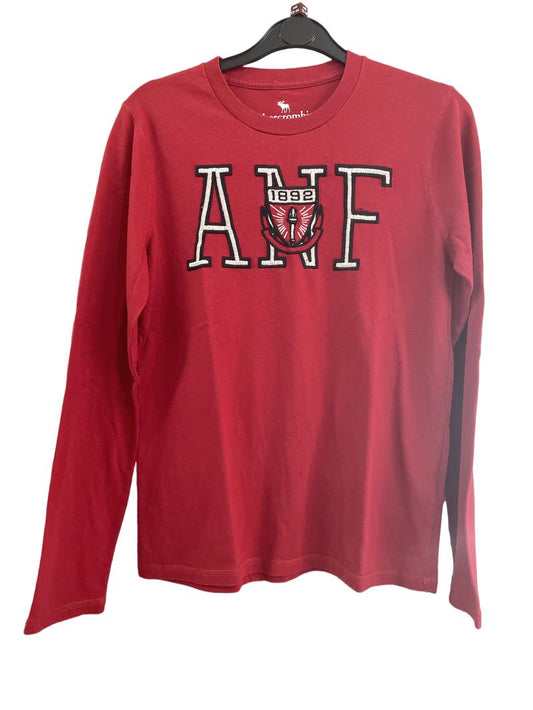Preloved Abercrombie Kids - Red ANF Embroidered Long Sleeve Top. (13-14y)