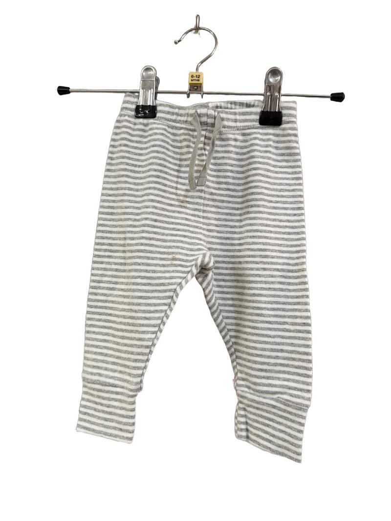 Preloved Baby Gap - Gray White Stripe Leggings (6-12m)