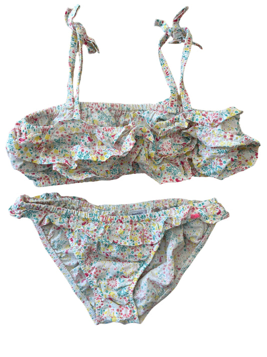 Preloved Petit Bateau - Red Yellow Green Floral Bikini Swimsuit (8-9y)