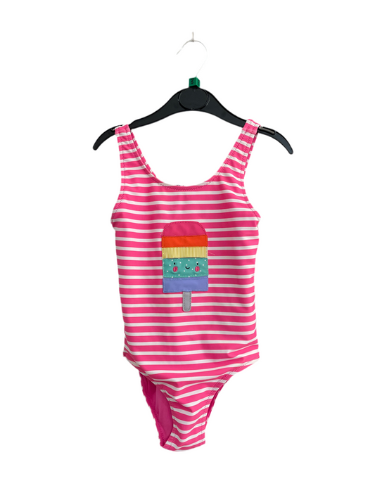 Preloved Next - Pink Striped Ice Lolly Girl Swimsuit (5-6y)