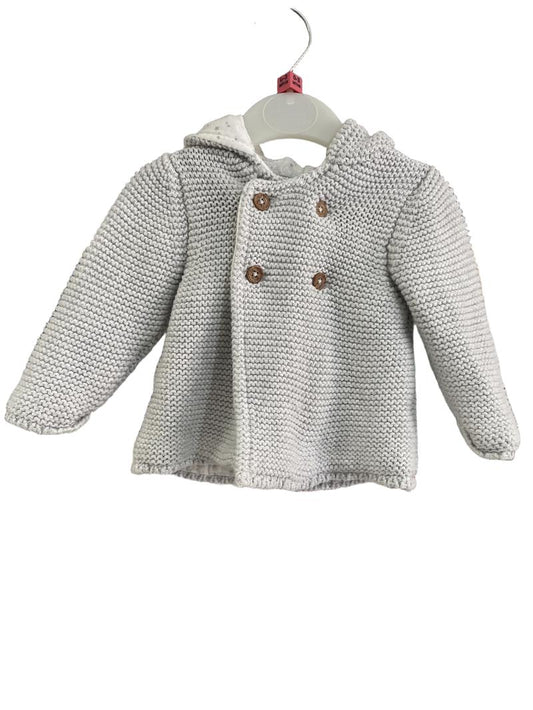 Preloved Marks & Spencer - Grey Knit Hooded Jacket With Little Bear Ears. (0-3m)