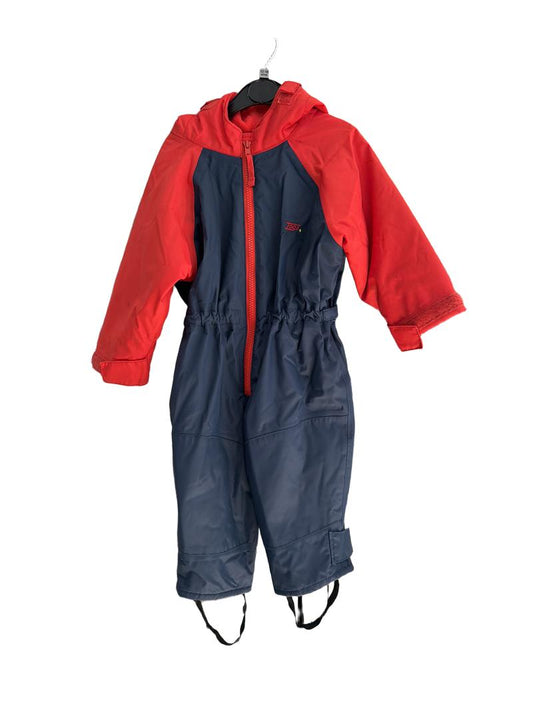 Preloved PlayTogs - Red And Navy Fleece-lined Rain Suit. (12-18m)