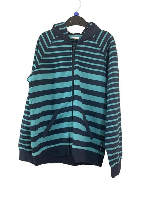 Preloved Polarn O. Pyret - Navy Green Stripe Zipped Hoodie (6-7y)