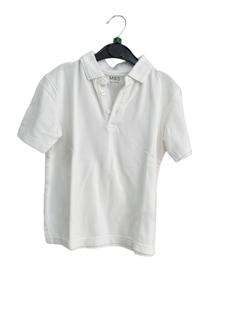 Preloved Marks & Spencer - White School Uniform Polo Shirt 2 (5-6y)