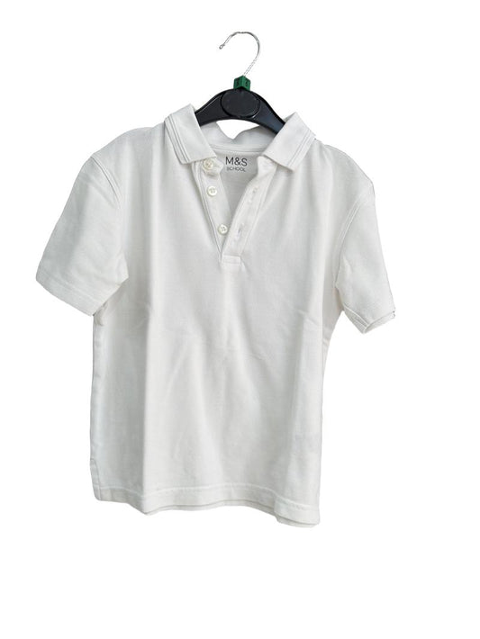 Preloved Marks & Spencer - White School Uniform Polo Shirt 2 (5-6y)