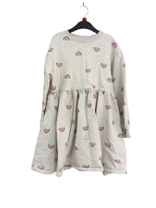 Preloved John Lewis - Grey Long Sleeve Dress With Glitter Rainbows. (8y)