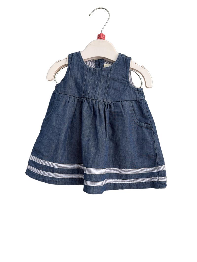 Preloved Jojo Maman Bebe - Denim Pinafore And Bloomers (0-3m)