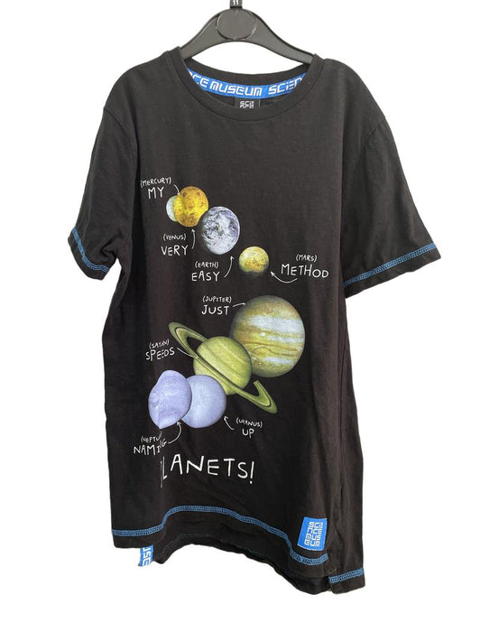 Preloved M&Co Kids - Black Planets Short-sleeved T Shirt (11-12y) - Top