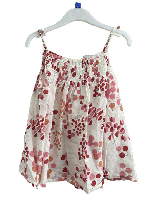 Preloved Zara - White Red Smocked Strap Top (6-7y)