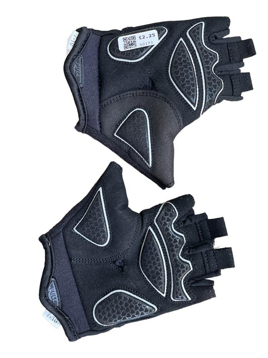 Preloved Halfords - Black Fingerless Bicycle Gloves, Size 7-10 (7-8y, 8-9y, 9-10y)