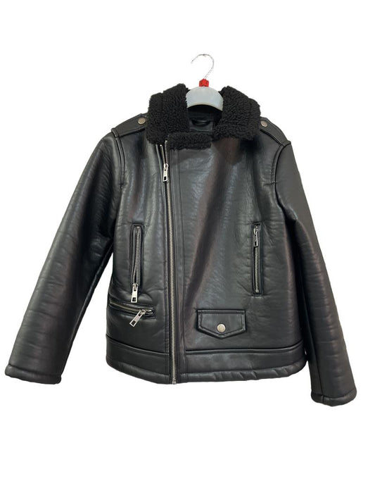 Preloved Zara - Black Bomber Motorcycle Jacket (8-9y)