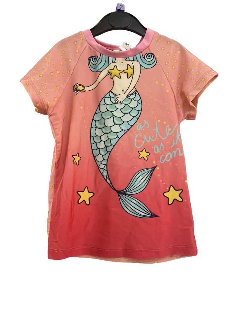 Preloved Pent - Pink Mermaid Swim Rash Top. (3-4y)