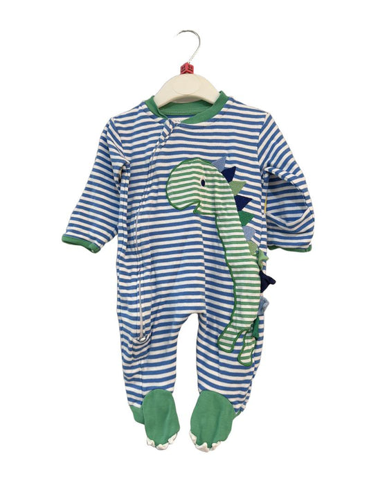 Preloved Jojo Maman Bebe - Blue Green White Dinosaur Sleepsuit (0-3m)