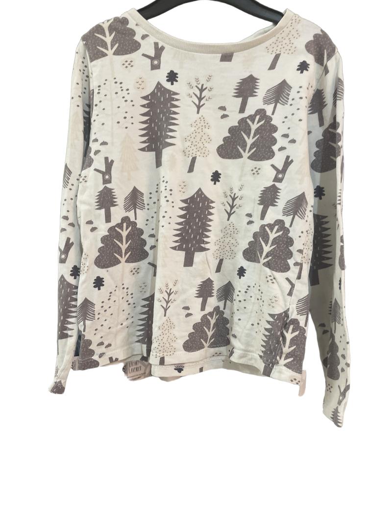 Preloved John Lewis - Cream Brown Tree Print Long-sleeved Top (8-9y)