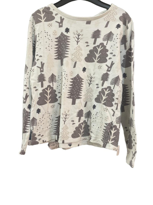 Preloved John Lewis - Cream Brown Tree Print Long-sleeved Top (8-9y)