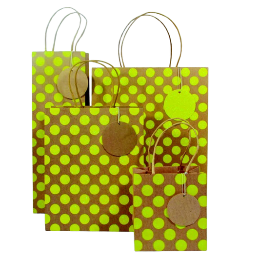 Neon Kraft Glitter Dots Gift Bags Spring Easter Mother's Day