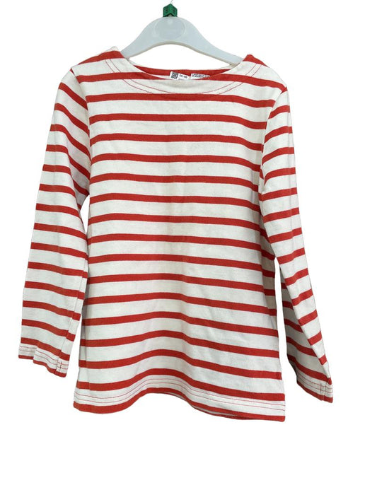 Preloved Boden - Top - Red White Breton Stripe Long-sleeved Shirt (5-6y)