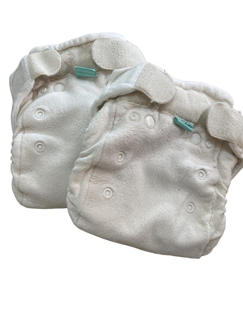 Preloved Totsbots - 2x White Reusable Nappies With Insert.