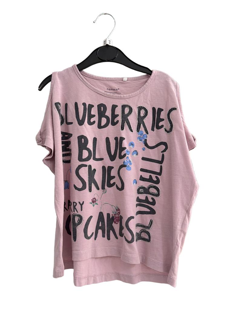 Preloved Name It. - Pink Blueberries And Blue Skies Peekaboo Shoulder T Shirt (9-10y)