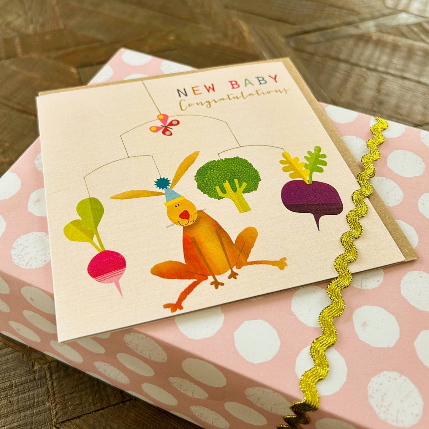 NB50 Gold Foiled Baby Girl Mobile Card