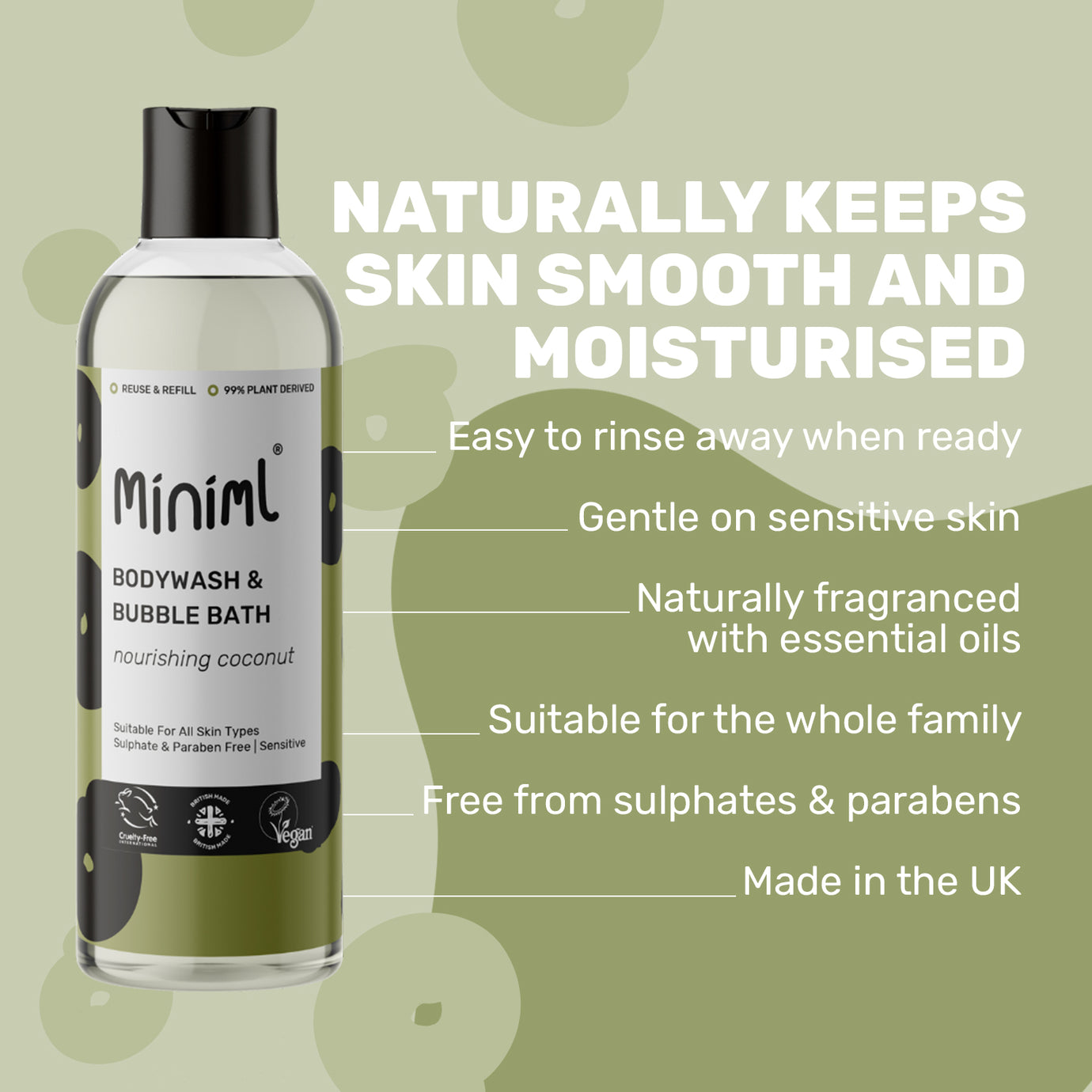 Miniml Bodywash + Bubble Bath REFILL (per 10 ml)