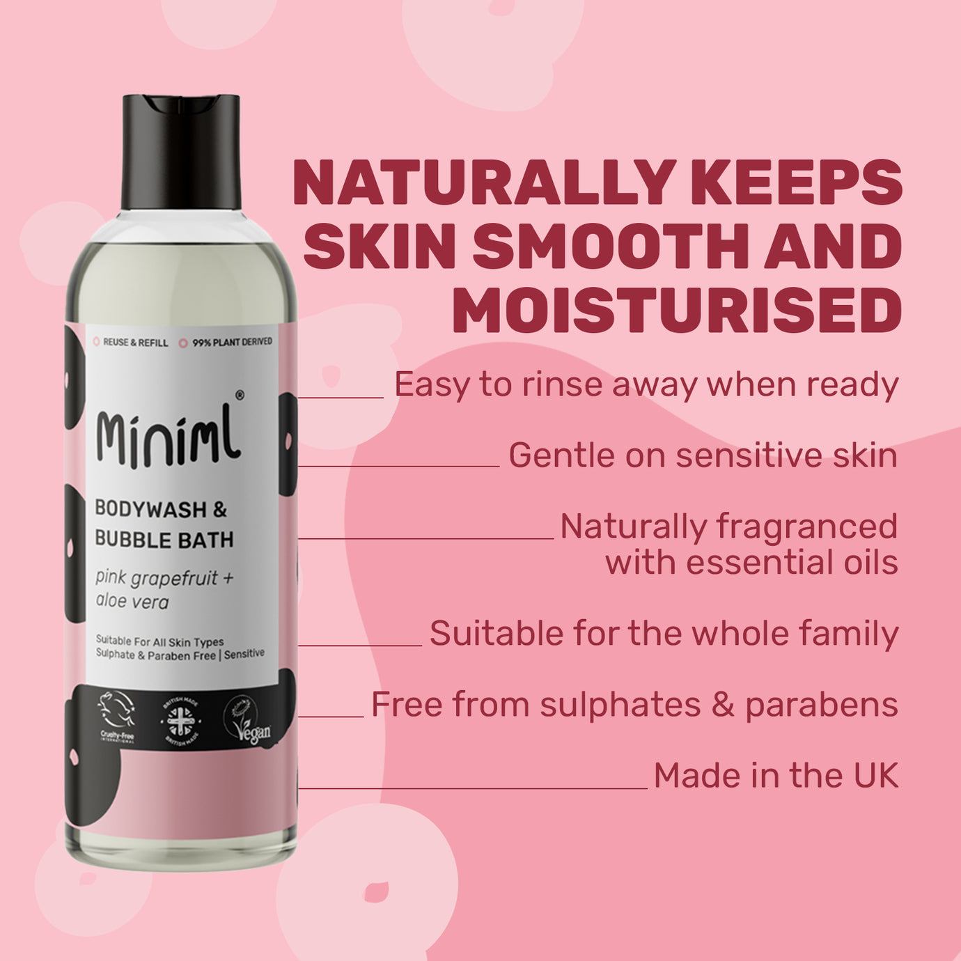Miniml Bodywash + Bubble Bath REFILL (per 10 ml)