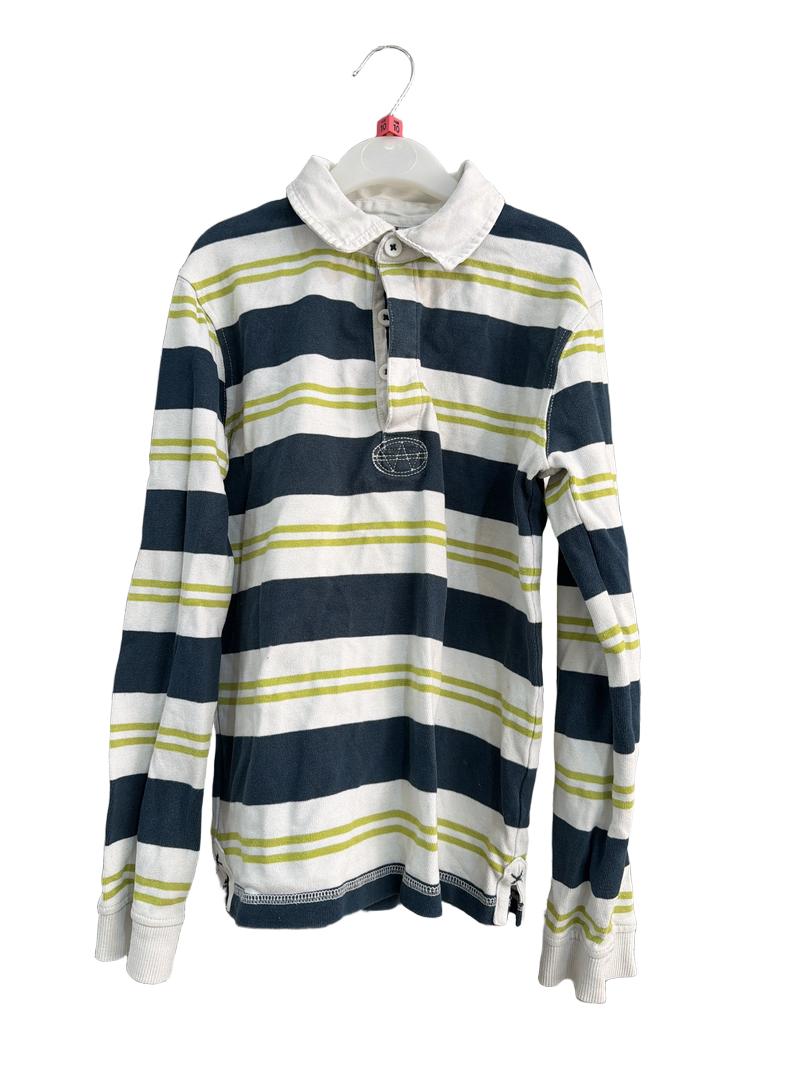 Preloved John Lewis - Green White Stripe Rugby Shirt (10-11y)