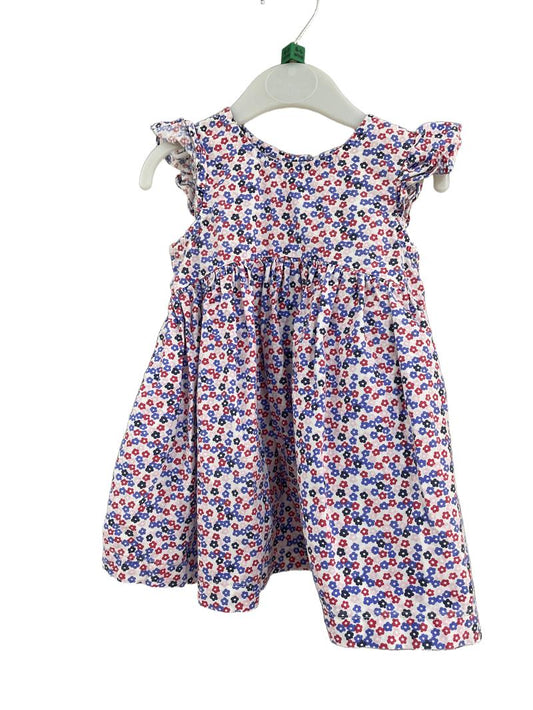 Preloved Mothercare - Blue White Red Floral Print Dress (6-9m)