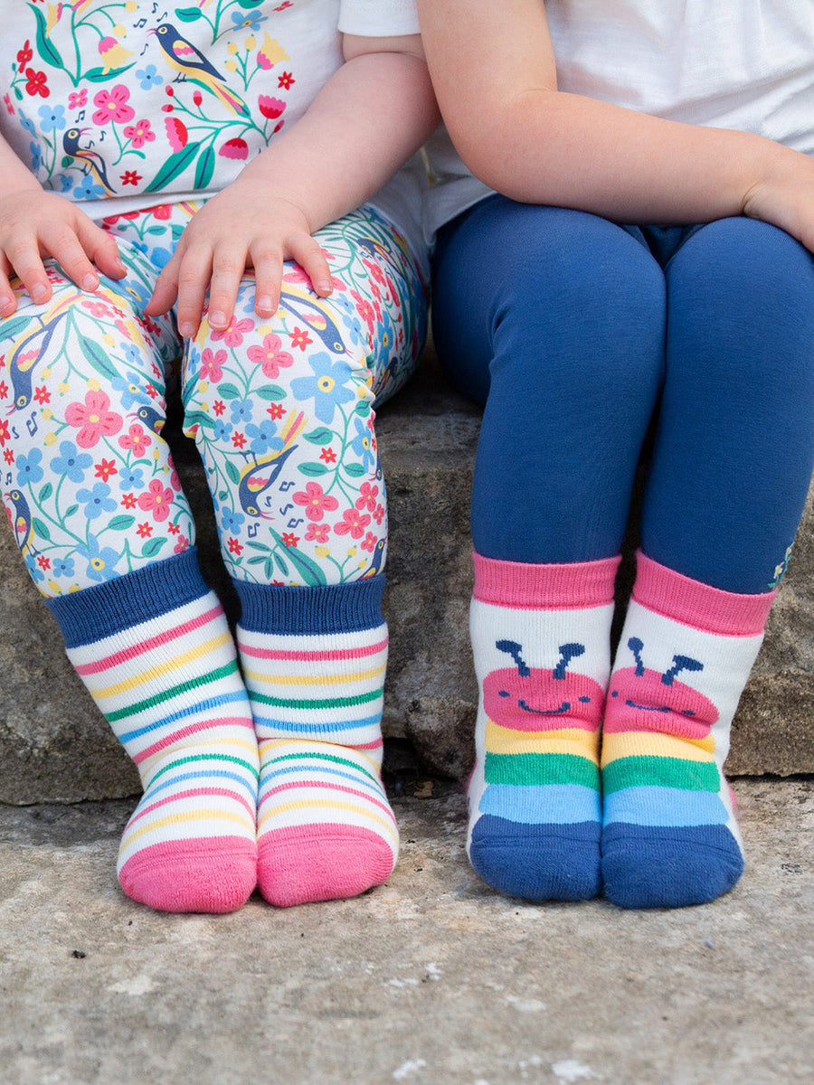 Kite Caterpillar Grippy Socks Pink