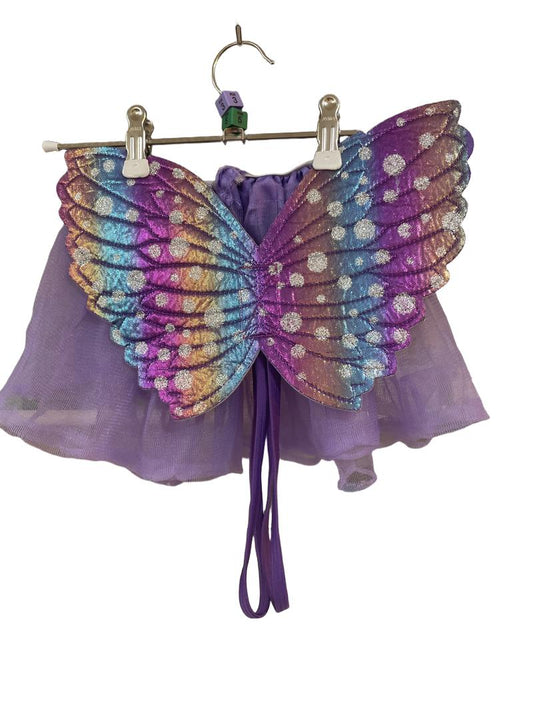 Preloved Unknown Brand - Purple Skirt And Sparkle Rainbow Fairy Wings Costume (3-4y, 4-5y, 5-6y)